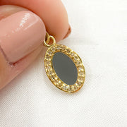 Diamond Sterling Silver Oval Enamel Charm